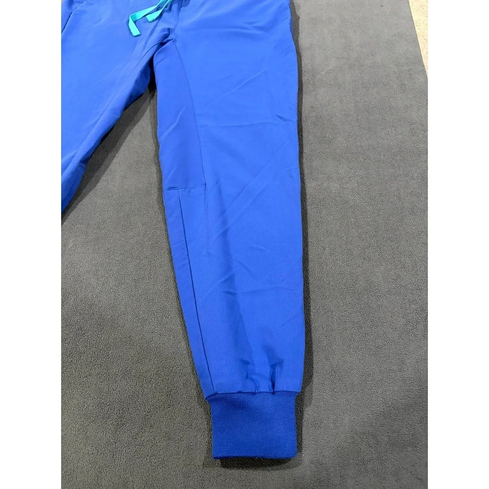 FIGS Tansen Jogger Scrub Pants Mens XS/S Blue Stretch Drawcord Waist Tapered Leg